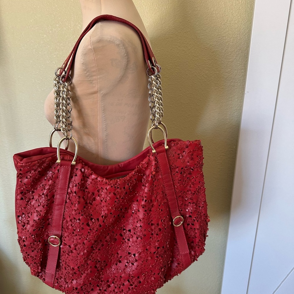 Chic Red Lace Hobo Bag